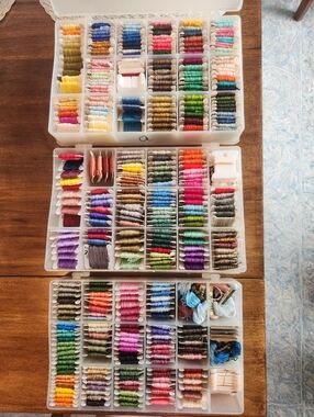 Embroidery Floss Organizer with Assorted Colors A, B, C.